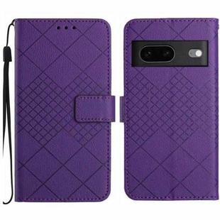 For Google Pixel 7a Rhombic Grid Texture Leather Phone Case(Purple)