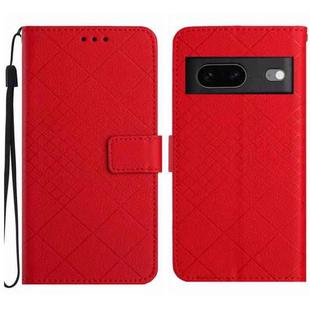 For Google Pixel 7a Rhombic Grid Texture Leather Phone Case(Red)