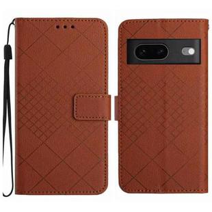 For Google Pixel 7 Rhombic Grid Texture Leather Phone Case(Brown)