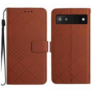 For Google Pixel 6a Rhombic Grid Texture Leather Phone Case(Brown)