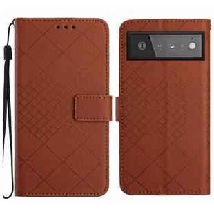 For Google Pixel 6 Pro Rhombic Grid Texture Leather Phone Case(Brown)