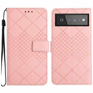 For Google Pixel 6 Pro Rhombic Grid Texture Leather Phone Case(Pink)
