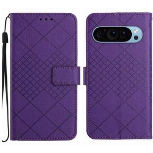 For Google Pixel 9 Pro XL Rhombic Grid Texture Leather Phone Case(Purple)