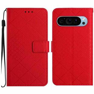 For Google Pixel 9 Pro XL Rhombic Grid Texture Leather Phone Case(Red)