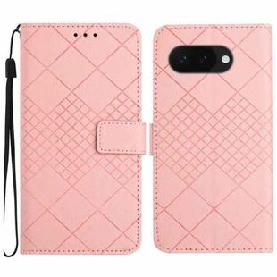 For Google Pixel 9a Rhombic Grid Texture Leather Phone Case(Pink)