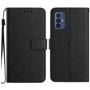 For TCL 30 SE / 30E / 306 / 305 Rhombic Grid Texture Leather Phone Case(Black)