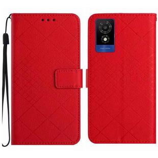 For TCL 502 Rhombic Grid Texture Leather Phone Case(Red)