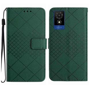 For TCL 502 Rhombic Grid Texture Leather Phone Case(Green)