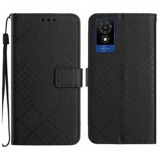 For TCL 502 Rhombic Grid Texture Leather Phone Case(Black)