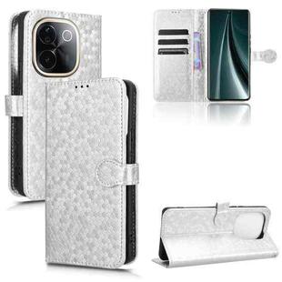 For vivo T3 Pro 5G India / iQOO Z9s Pro 5G Honeycomb Dot Texture Leather Phone Case(Silver)