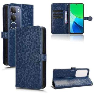 For vivo Y19s 4G Global Honeycomb Dot Texture Leather Phone Case(Blue)