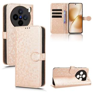 For vivo X200s 5G Honeycomb Dot Texture Leather Phone Case(Gold)