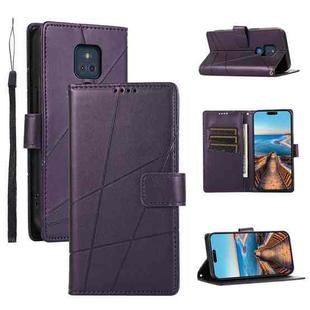 For Motorola Moto G Play 2021 PU Genuine Leather Texture Embossed Line Phone Case(Purple)