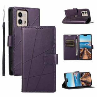 For Motorola Moto G Stylus 5G 2023 PU Genuine Leather Texture Embossed Line Phone Case(Purple)