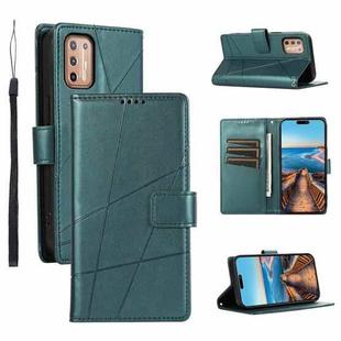 For Motorola Moto G9 Plus PU Genuine Leather Texture Embossed Line Phone Case(Green)