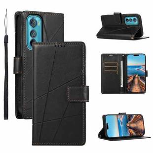 For Motorola Edge 30 PU Genuine Leather Texture Embossed Line Phone Case(Black)