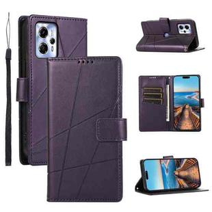 For Motorola Moto G13 PU Genuine Leather Texture Embossed Line Phone Case(Purple)