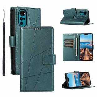 For Motorola Moto G22 PU Genuine Leather Texture Embossed Line Phone Case(Green)