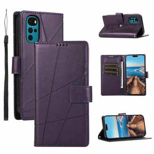 For Motorola Moto G22 PU Genuine Leather Texture Embossed Line Phone Case(Purple)