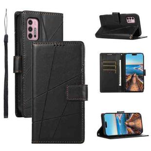 For Motorola Moto G30 PU Genuine Leather Texture Embossed Line Phone Case(Black)