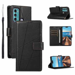 For Motorola Moto G60 PU Genuine Leather Texture Embossed Line Phone Case(Black)