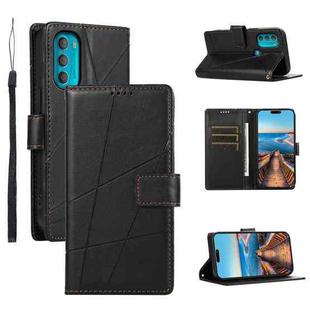 For Motorola Moto G71 5G PU Genuine Leather Texture Embossed Line Phone Case(Black)