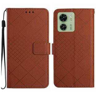 For Motorola Edge 40 Rhombic Grid Texture Leather Phone Case(Brown)