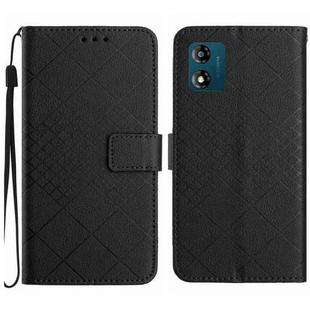 For Motorola Moto E13 Rhombic Grid Texture Leather Phone Case(Black)