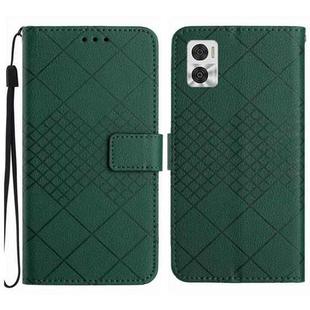 For Motorola Moto E22 / E22i 4G Rhombic Grid Texture Leather Phone Case(Green)