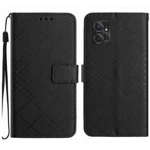 For Motorola Moto G Power 2023 Rhombic Grid Texture Leather Phone Case(Black)