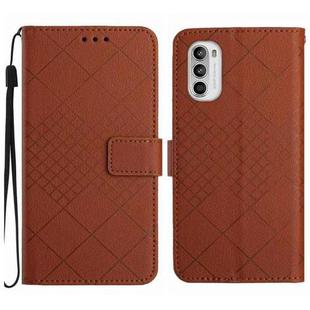 For Motorola Moto G Stylus 5G 2022 Rhombic Grid Texture Leather Phone Case(Brown)