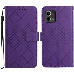 For Motorola Moto G Stylus 5G 2023 Rhombic Grid Texture Leather Phone Case(Purple)