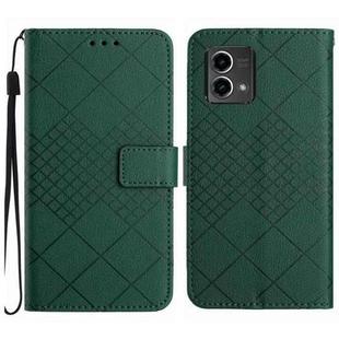 For Motorola Moto G Stylus 2023 4G Rhombic Grid Texture Leather Phone Case(Green)