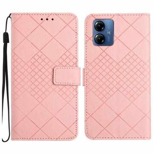 For Motorola Moto G54 5G EU Rhombic Grid Texture Leather Phone Case(Pink)