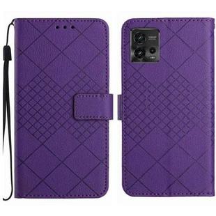 For Motorola Moto G72 4G Rhombic Grid Texture Leather Phone Case(Purple)