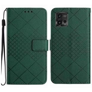 For Motorola Moto G72 4G Rhombic Grid Texture Leather Phone Case(Green)