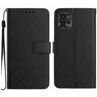 For Motorola Moto G72 4G Rhombic Grid Texture Leather Phone Case(Black)