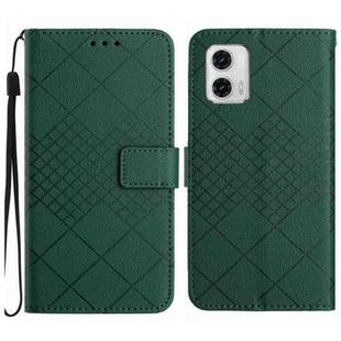 For Motorola Moto G73 5G Rhombic Grid Texture Leather Phone Case(Green)