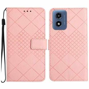 For Motorola Moto G Play 5G 2024 Rhombic Grid Texture Leather Phone Case(Pink)