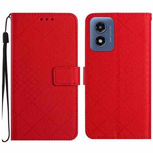 For Motorola Moto E14 Rhombic Grid Texture Leather Phone Case(Red)