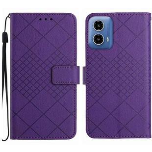 For Motorola Moto G85 5G Rhombic Grid Texture Leather Phone Case(Purple)