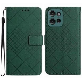 For Motorola Edge 50 5G Rhombic Grid Texture Leather Phone Case(Green)