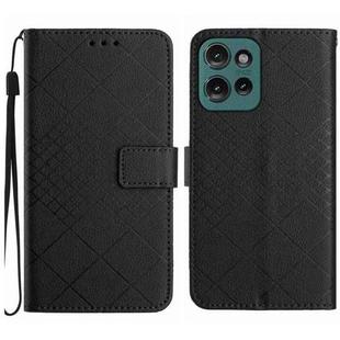 For Motorola Edge 50 5G Rhombic Grid Texture Leather Phone Case(Black)