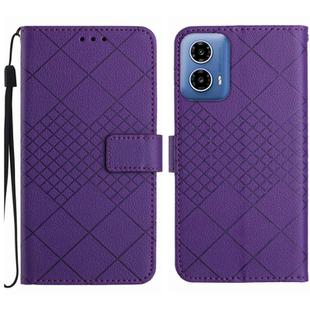 For Motorola Moto G35 5G Rhombic Grid Texture Leather Phone Case(Purple)