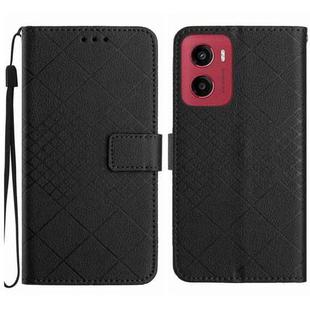 For Motorola Moto G05 Rhombic Grid Texture Leather Phone Case(Black)