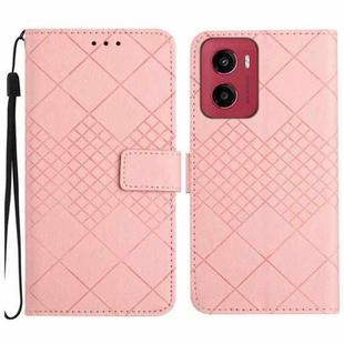 For Motorola Moto G05 Rhombic Grid Texture Leather Phone Case(Pink)