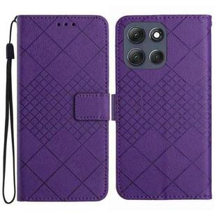For Motorola Moto G86 5G Rhombic Grid Texture Leather Phone Case(Purple)