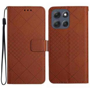For Motorola Moto G56 5G Rhombic Grid Texture Leather Phone Case(Brown)