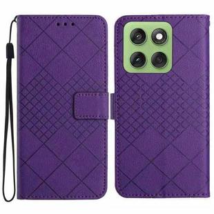 For Motorola Edge 60 Pro Rhombic Grid Texture Leather Phone Case(Purple)