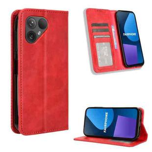 For Fairphone 5 Magnetic Buckle Retro Texture Leather Phone Case(Red)